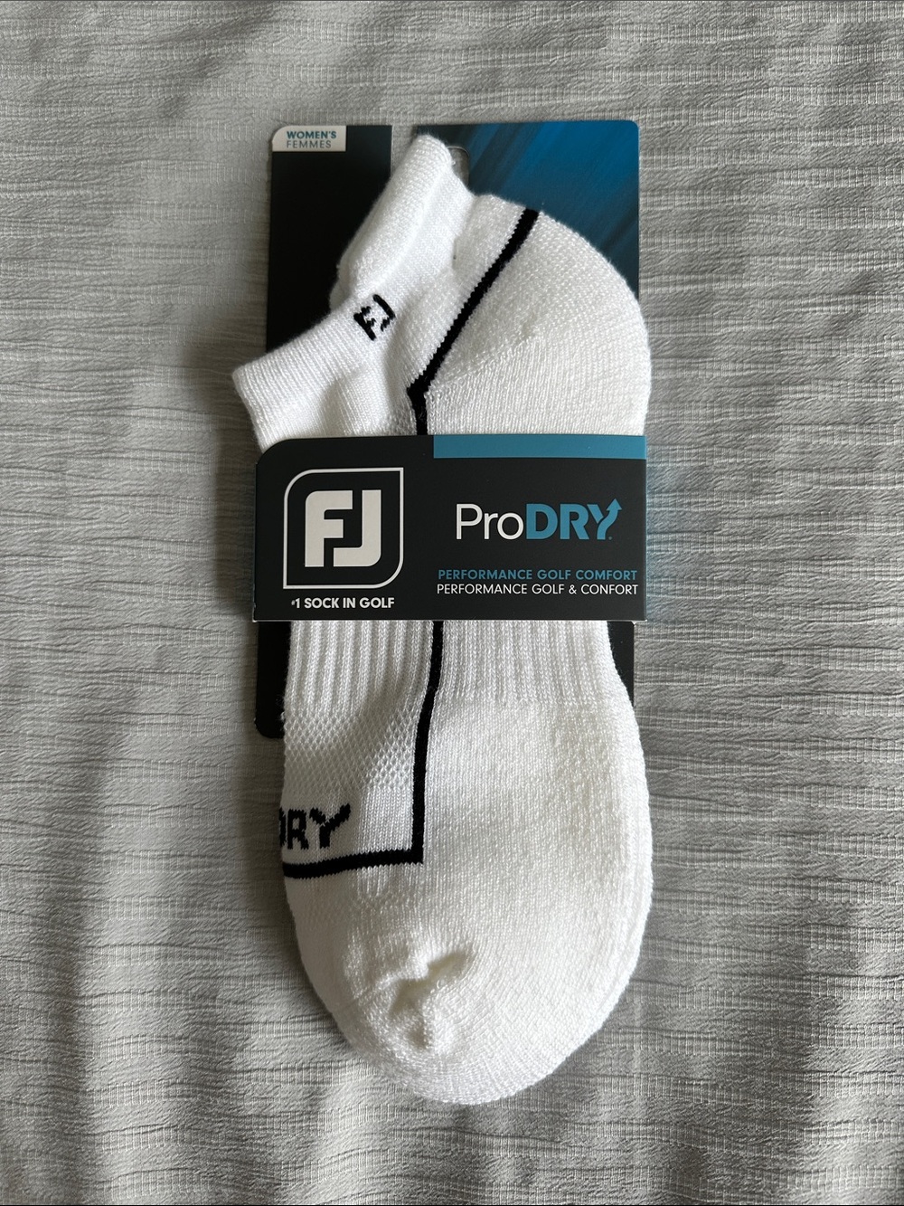 FootJoy White Athletic Low-Cut ProDry Golf Socks with Black Trim